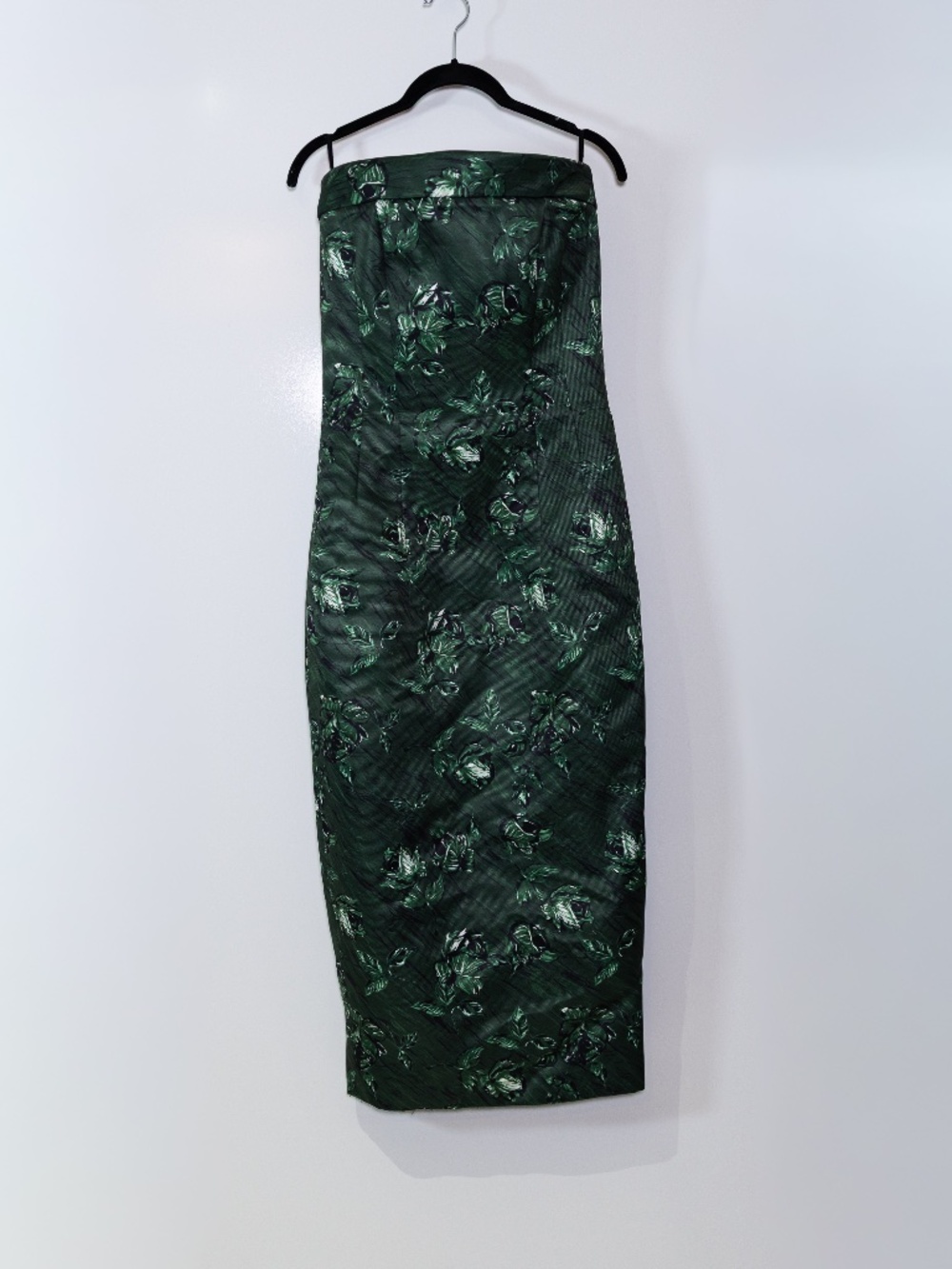 Emilia Wickstead Keeley Midi Dress Green Roses On Marble Print Taffeta Faille 6